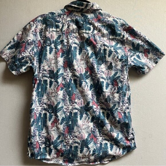 Fearless Illustration Monkey tropical printed button down shirt Sz M - Picture 2 of 10